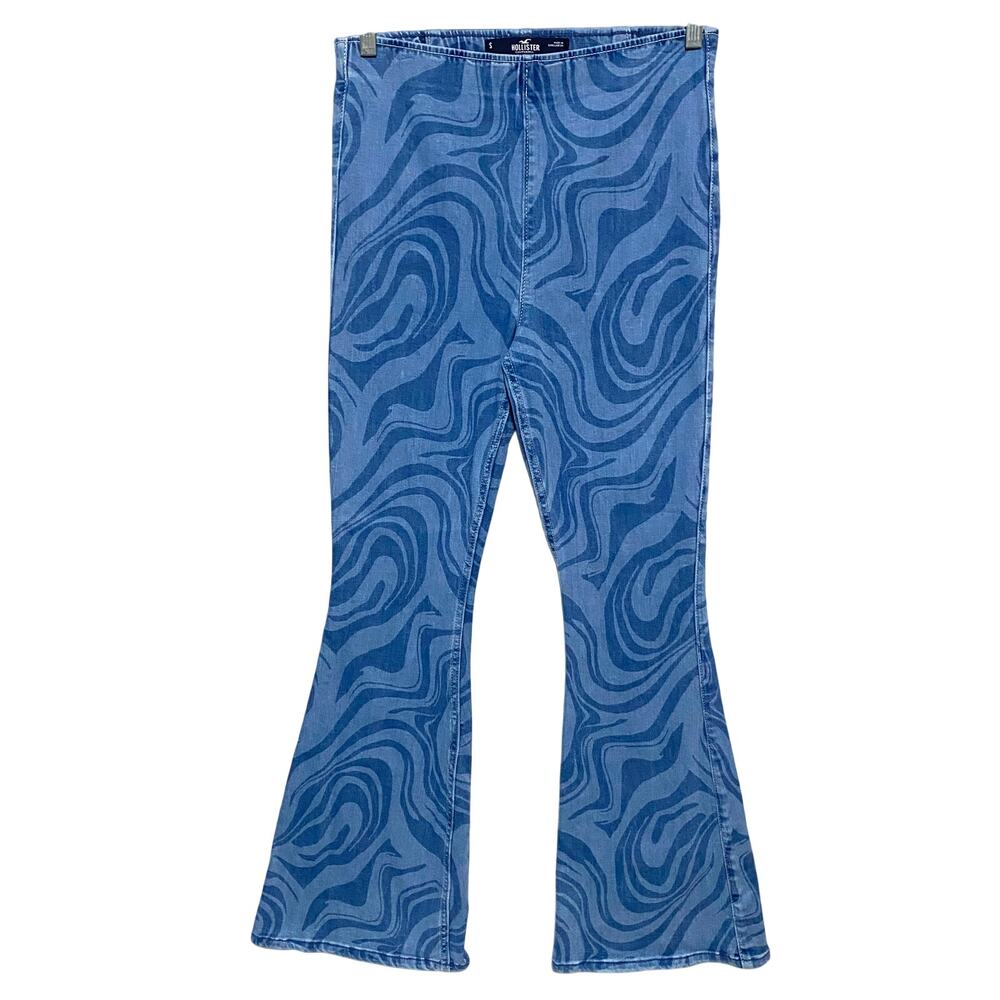 Hollister Flare Jeans Ultra High Rise Swirl S Pull On Hippie Retro Psychedelic